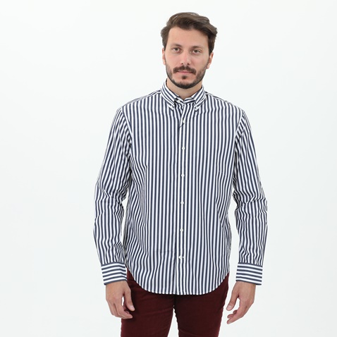 GANT-Ανδρικό πουκάμισο GANT G3010070 SHIRT LS λευκό γκρι ριγέ