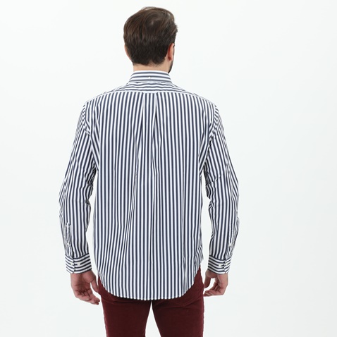 GANT-Ανδρικό πουκάμισο GANT G3010070 SHIRT LS λευκό γκρι ριγέ
