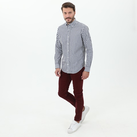 GANT-Ανδρικό πουκάμισο GANT G3010070 SHIRT LS λευκό γκρι ριγέ