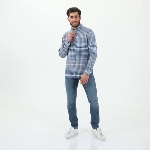 GANT-Ανδρικό πουκάμισο GANT G3016420 G3016420 SHIRT LS καρό μπλε