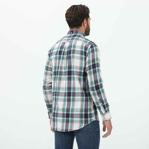 GANT-Ανδρικό πουκάμισο GANT G3029330 G3029330 SHIRT LS  λευκό μπλε καρό
