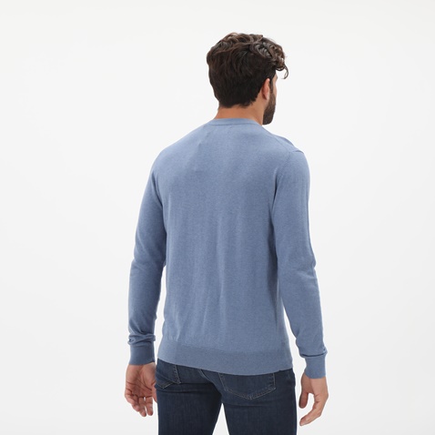 GANT-Ανδρική λεπτή πλεκτή μπλούζα GANT 8050063 Cotton Cashmere γαλάζια