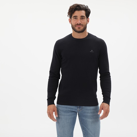 GANT-Ανδρική λεπτή πλεκτή μπλούζα GANT 8050063 Cotton Cashmere μαύρη
