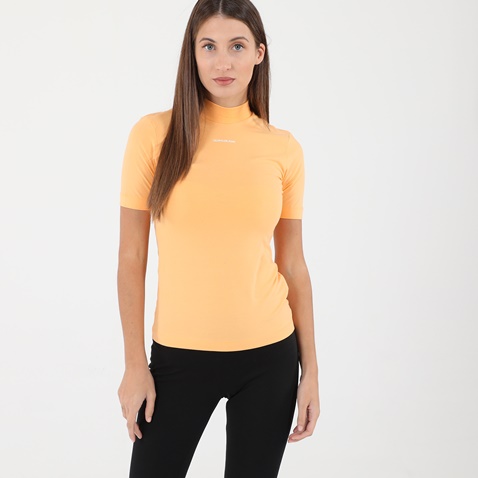 CALVIN KLEIN JEANS-Γυναικεία μπλούζα CALVIN KLEIN JEANS J20J216344 MICRO BRANDING πορτοκαλί