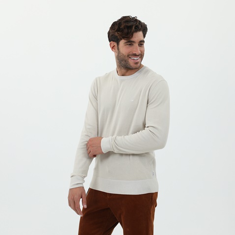 CALVIN KLEIN JEANS-Ανδρικό πουλόβερ CALVIN KLEIN JEANS K10K104920 μπεζ