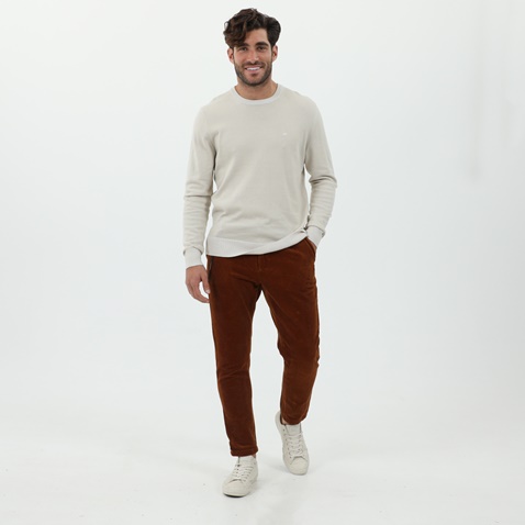 CALVIN KLEIN JEANS-Ανδρικό πουλόβερ CALVIN KLEIN JEANS K10K104920 μπεζ