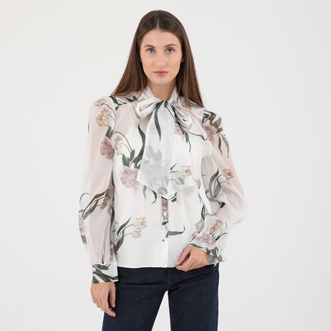 TED BAKER-Γυναικείο πουκάμισο TED BAKER 243713 FARAI Elderflower λευκό floral