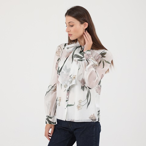 TED BAKER-Γυναικείο πουκάμισο TED BAKER 243713 FARAI Elderflower λευκό floral