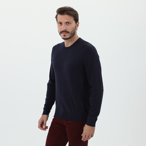 TED BAKER-Ανδρική πλεκτή μπλούζα TED BAKER 246576 μπλε κόκκινο πουά
