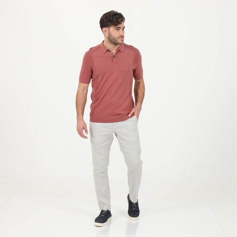 TED BAKER-Ανδρική πλεκτή polo μπλούζα TED BAKER 250396 ροζ