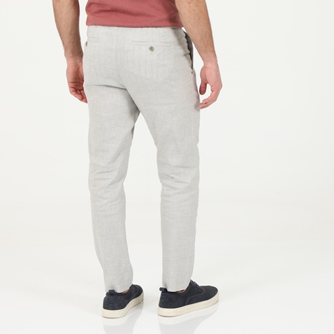 TED BAKER-Ανδρικό παντελόνι TED BAKER YUCCTRO 252021 LINEN BLEND γκρι καφέ