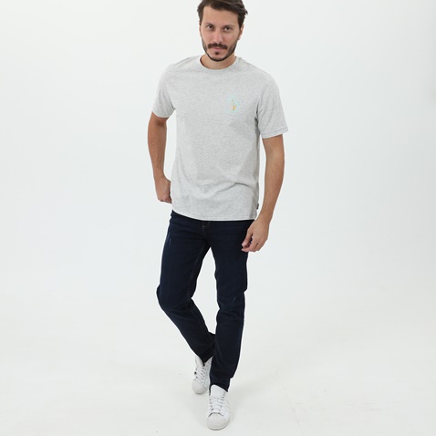 TED BAKER-Ανδρικό t-shirt TED BAKER 252446 SS PALM TREE GRAPHIC γκρι μελανζέ