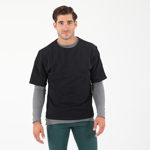 EDWARD JEANS-Ανδρική διπλή μπλούζα EDWARD JEANS ARIOL-F SWEATSHIRT μαύρη γκρι