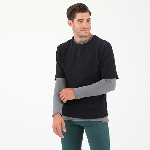 EDWARD JEANS-Ανδρική διπλή μπλούζα EDWARD JEANS ARIOL-F SWEATSHIRT μαύρη γκρι