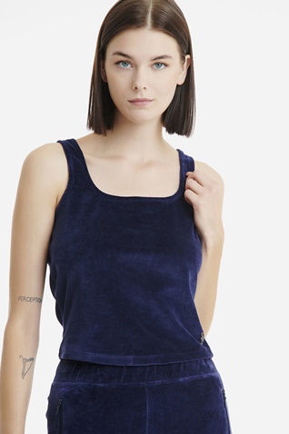 SUGARFREE-Γυναικείο βελουτέ cropped top τοπ SUGARFREE 20838072 ναυτικό μπλε
