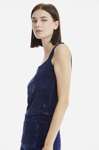 SUGARFREE-Γυναικείο βελουτέ cropped top τοπ SUGARFREE 20838072 ναυτικό μπλε
