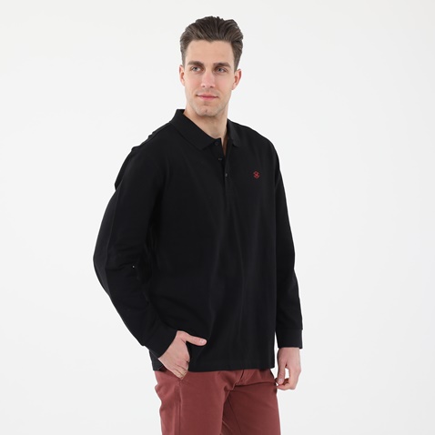 MARTIN & CO-Ανδρική polo μπλούζα MARTIN & CO 221-61-0001 μαύρη