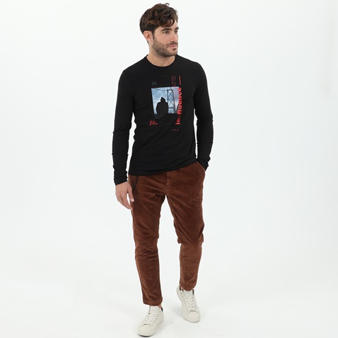 STAFF JEANS-Ανδρικό κοτλέ παντελόνι STAFF JEANS CULTON TAP καφέ