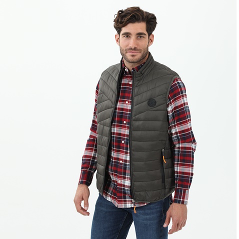 MARTIN & CO-Ανδρικό αμάνικο padded μπουφάν MARTIN & CO λαδί