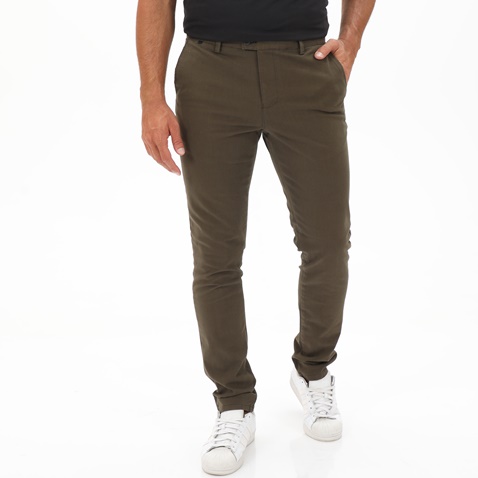 ZEN&ZEN-Ανδρικό chino παντελόνι ZEN&ZEN 222-31-0505 SLIM λαδί