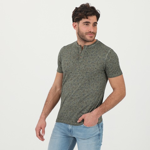 SSEINSE-Ανδρική μπλούζα SSEINSE ME1598SS χακί floral