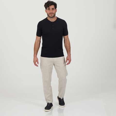 SSEINSE-Ανδρική πλεκτή κοντομάνικη μπλούζα SSEINSE ME1839SS μπλε