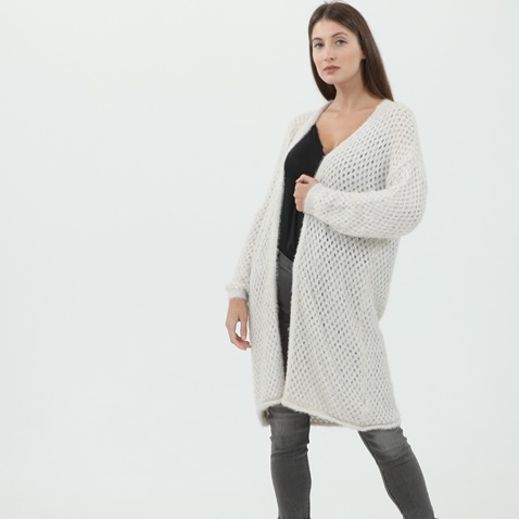 GAUDI-Γυναικεία μακριά ζακέτα GAUDI D CARDIGAN M-LUNGA 021FD5303 λευκή