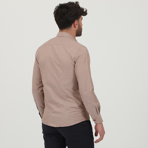 MARTIN & CO-Ανδρικό πουκάμισο MARTIN & CO 122-51-1320 SLIM FIT καφέ