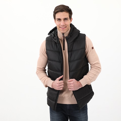 BODYTALK-Ανδρικό αμάνικο μπουφάν BODYTALK 1222D-959223 μαύρο