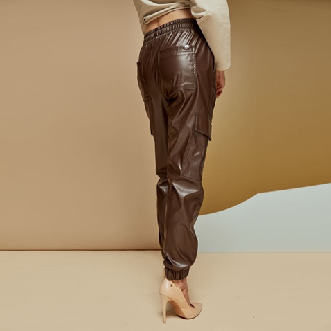 EDWARD JEANS-Γυναικείο παντελόνι Jogger Cargo EDWARD JEANS καφέ