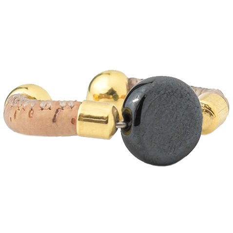 APOXYLO-Γυναικείο δαχτυλίδι APOXYLO 9035 FLAP HEMATITE από φυσικό φελό