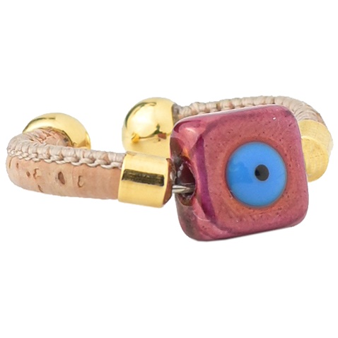 APOXYLO-Γυναικείο δαχτυλίδι APOXYLO 9052 CERAMIC EYE FLUO από φυσικό φελό