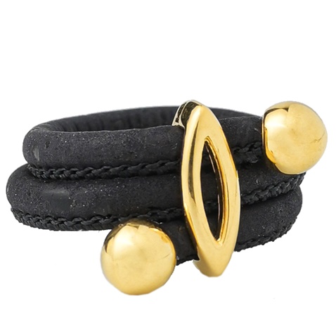 APOXYLO-Γυναικείο δαχτυλίδι APOXYLO 9048.1 ALMOND BLACK από φελλό