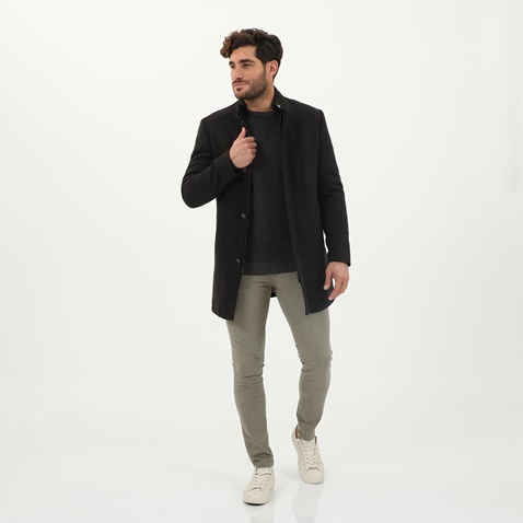 MARTIN & CO-Ανδρικό παλτό MARTIN & CO 221-101-724 SLIM COAT MAO μαύρο