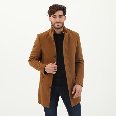 MARTIN & CO-Ανδρικό παλτό MARTIN & CO 221-101-724 SLIM COAT MAO καφέ 