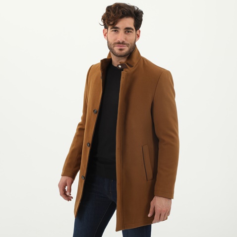 MARTIN & CO-Ανδρικό παλτό MARTIN & CO 221-101-724 SLIM COAT MAO καφέ 