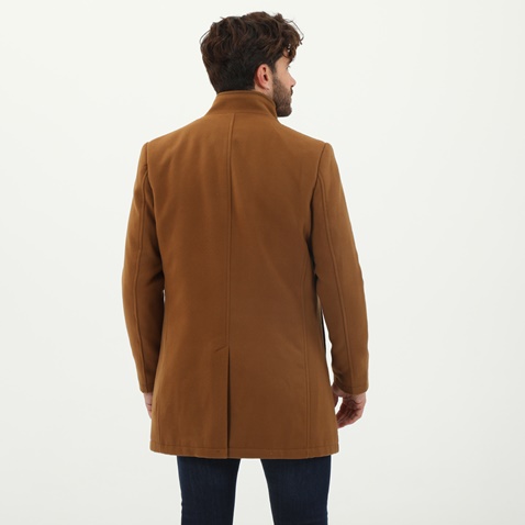 MARTIN & CO-Ανδρικό παλτό MARTIN & CO 221-101-724 SLIM COAT MAO καφέ 