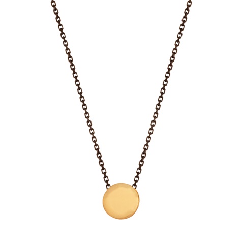 JEWELTUDE-Γυναικείο ασημένιο κοντό κολιέ JEWELTUDE 15586 μαύρο επίχρυσο 