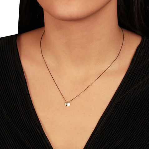 JEWELTUDE-Γυναικείο ασημένιο κοντό κολιέ JEWELTUDE 15586 μαύρο επίχρυσο 
