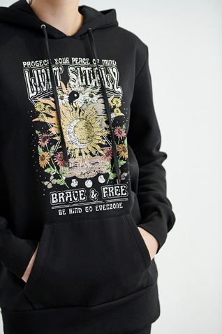 SUGARFREE-Μακρυμάνικη oversized φούτερ μπλούζα SUGARFREE 22812073 μαύρη