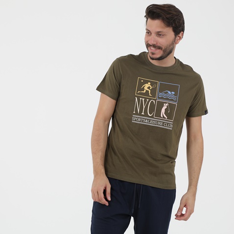 OCEAN SHARK-Ανδρικό t-shirt OCEAN SHARK OS06 SPORTS χακί