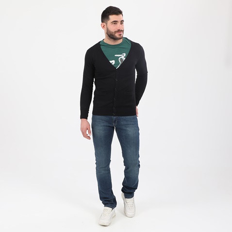 RUN-Ανδρική πλεκτή ζακέτα RUN μαύρη