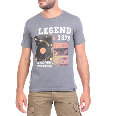 BATTERY-Ανδρικό t-shirt BATTERY FLAMA γκρι