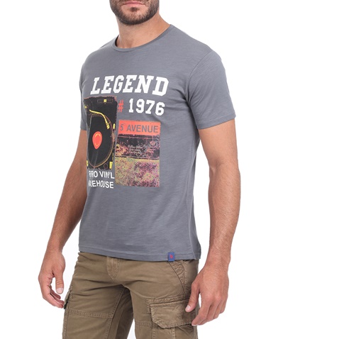BATTERY-Ανδρικό t-shirt BATTERY FLAMA γκρι