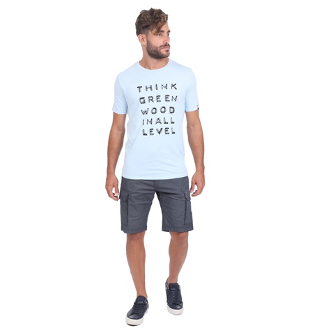 GREENWOOD-Ανδρική κοντομάνικη μπλούζα GREENWOOD GRW33 WASHED μπλε