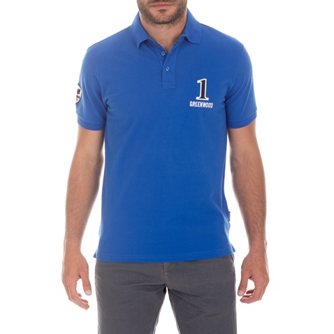GREENWOOD-Ανδρική polo μπλούζα GREENWOOD101002381 POLO PIQUE RUGBY μπλε royal
