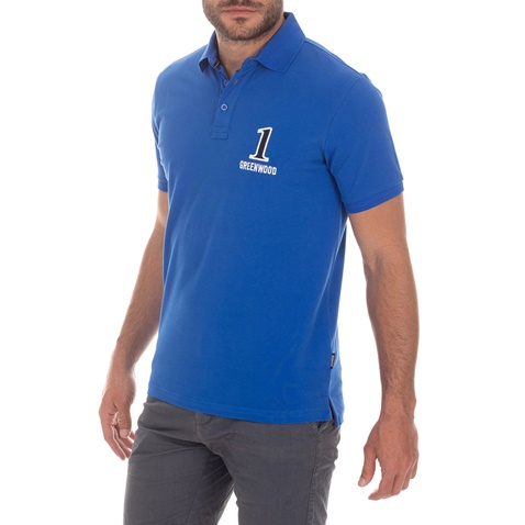 GREENWOOD-Ανδρική polo μπλούζα GREENWOOD101002381 POLO PIQUE RUGBY μπλε royal