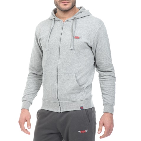 RUN-Ανδρική φούτερ ζακέτα RUN γκρι