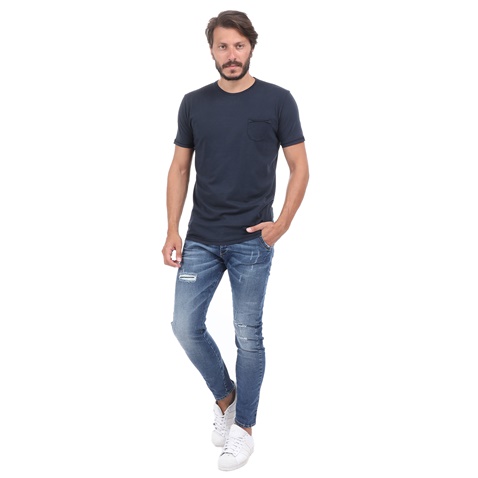 BATTERY-Ανδρική μπλούζα BATTERY SOLID 3 GARMENT DYΕ μπλε