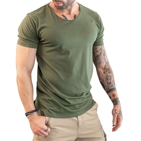 BATTERY-Ανδρικό t-shirt BATTERY χακί